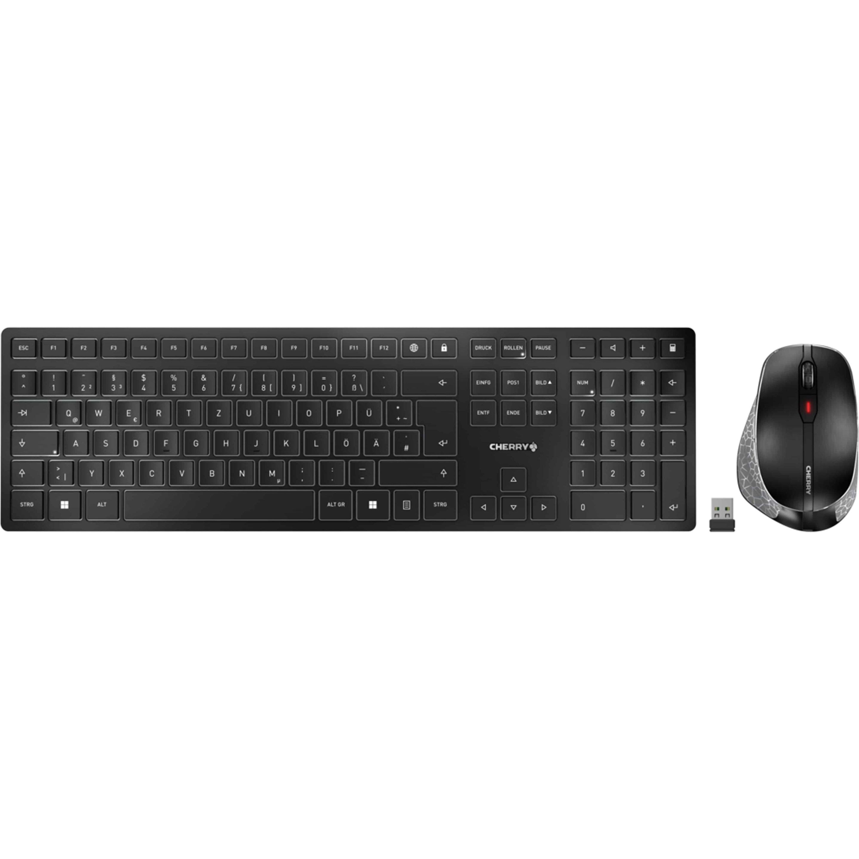 CHERRY DW 9500 Slim (DE, Kabellos), Tastatur, Grau, Schwarz
