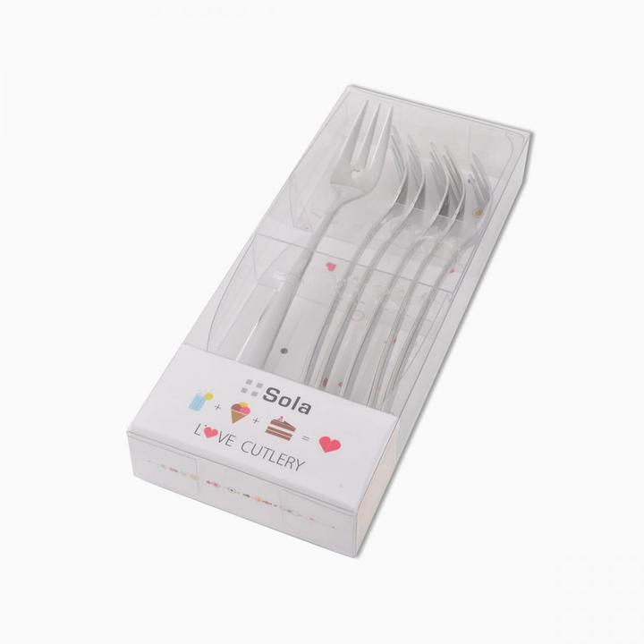 Actual product image Sola Cake fork set with heart (6 Piece, Pitchfork)