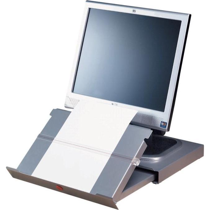 Twinco Monitorständer Metall, mit Konzepthalter, Monitor Erhöhung, Silber