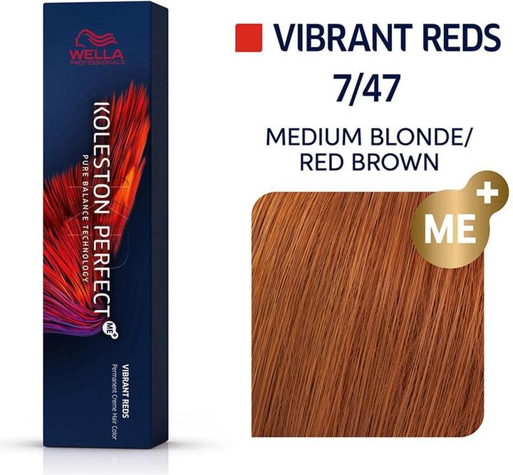 Actual product image Wella Koleston Vibrant Reds (7/47 Medium blonde Red-Brown)