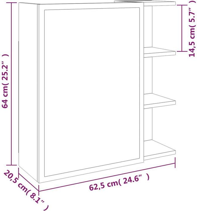 Produktbild vidaXL Spiegelschrank (62.50 x 20.50 x 64 cm)