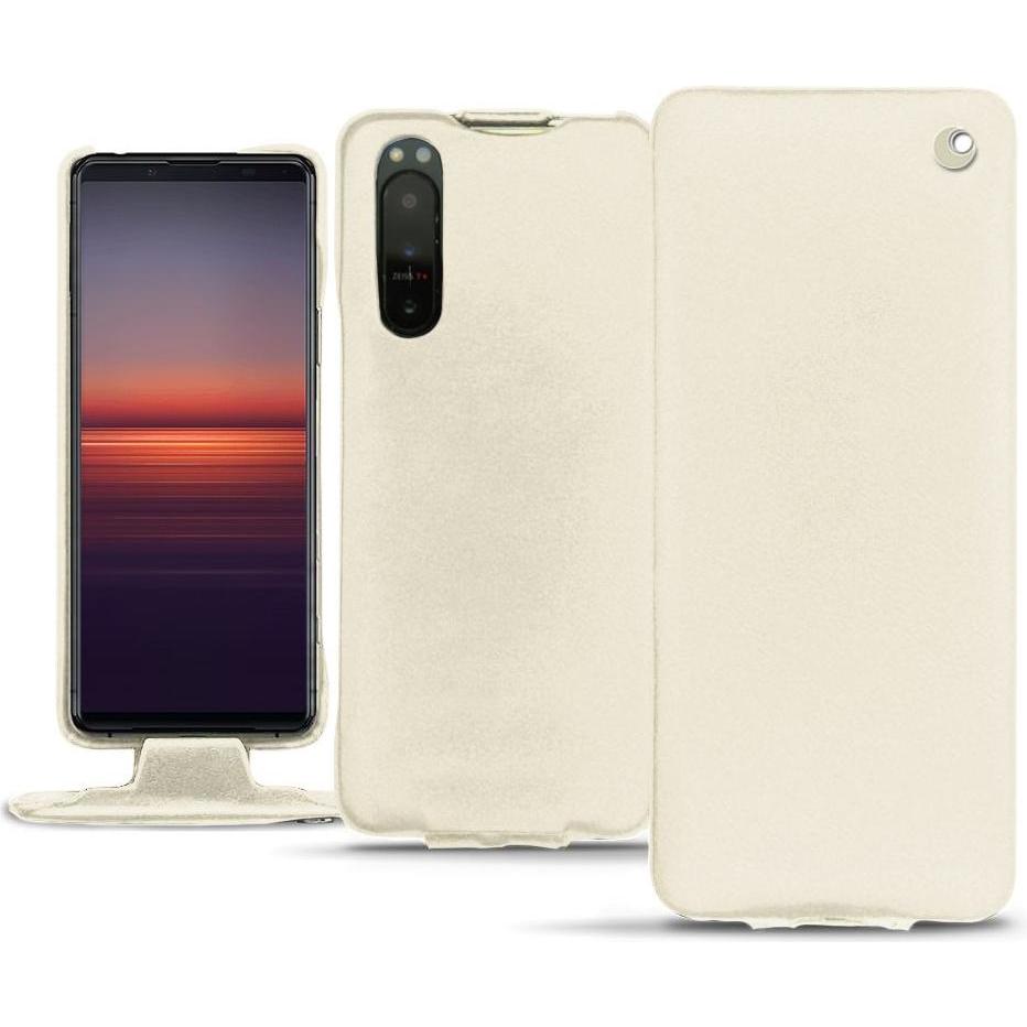 Noreve Lederschutzhülle vertikal (Sony Xperia 5 II), Smartphone Hülle, Weiss