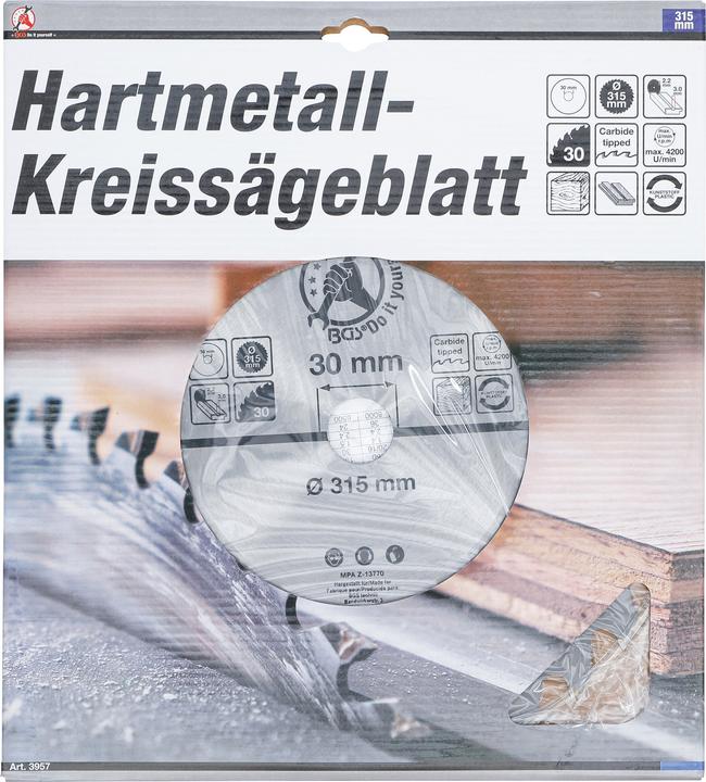 Produktbild BGS Hartmetall-Kreissägeblatt Ø 315 x 30 x 3,0 mm 30 Zähne