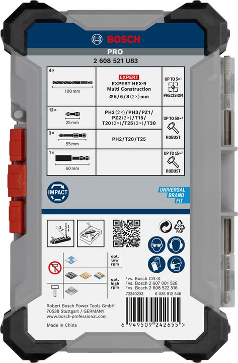Productafbeelding Bosch PRO Slagschroevendraaier bits en Multi Bouwboor gemengde set, 20 stuks.