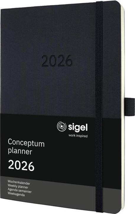 Image du produit Sigel Wochenagenda Conceptum Liniert, 2026, Schwarz, 13.5 x 21 cm (13,5 x 21 cm, 1 semaine / 2 pages)