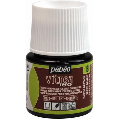 Pebeo, Künstlerfarbe + Bastelfarbe, Vitrea 160 Glänzendefarben (Erdbraun, 45 ml)