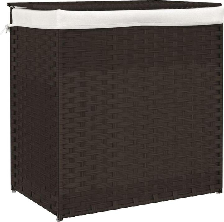 Image du produit vidaXL Panier à linge à 2 compartiments Marron foncé 53x35x57 cm Poly