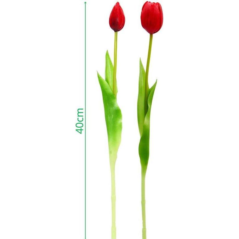 Saska Garden, Pianta artificiale, Bukiet 5 Tulipanów Czerwonych 39cm Jak żywych Dekoracja Wiosenna