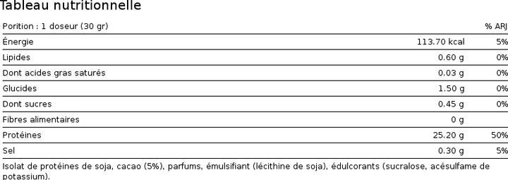 Nutritional values and ingredients ESN Soy Protein Isolate (Vanilla, 1 pcs., 1000 g)