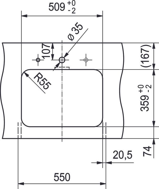 Produktbild Franke Largo LAX 610 50 (35) Edelstahl 101.0671.620 (Aufsatzspülbecken, 35 cm, 50 cm)