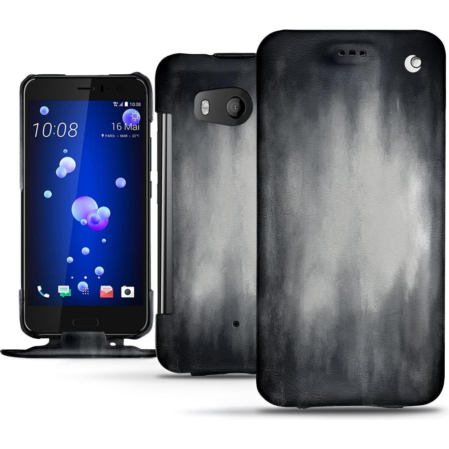 Thumbnail - Noreve Lederschutzhülle vertikal (HTC U11), Smartphone Hülle, Grau