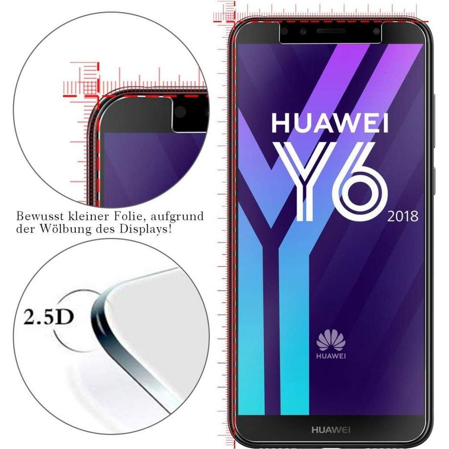 Thumbnail - Screenguard Huawei Y6 2018 Panzerglas Schutzfolie Case Friendly Design (1 Stück, Huawei Y6 (2018)), Smartphone Schutzfol...