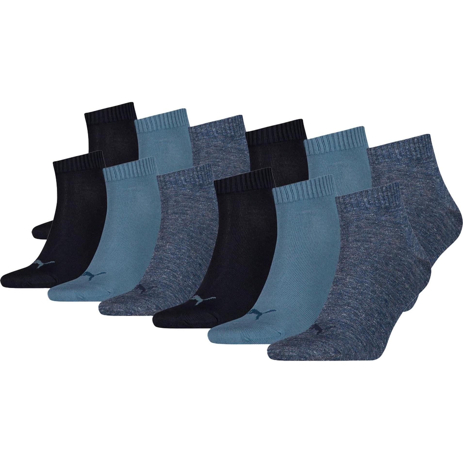 Puma, Herren, Socken, Unisex Quarter Plain 6p Ecom, Blau, (12er Pack, 47 - 49)