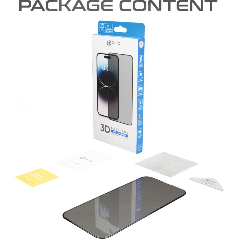 prio 3D Anti-Spy Panzerglas für Samsung S24+ schwarz (1 Stück, Samsung Galaxy S24+), Smartphone Schutzfolie, Schwarz