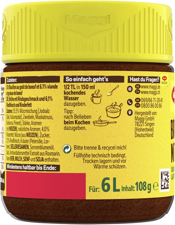 Produktbild Maggi Brühe mit Rind Glas 108g, ergibt 6 Liter (6000 ml)