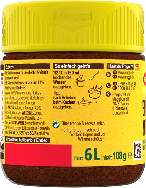 Actual product image Maggi Broth with beef jar 108g, makes 6 litres (6000 ml)