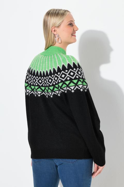 Produktbild Ulla Popken Norweger-Strickjacke, Stehkragen, Reissverschluss, Langarm (54, 56)
