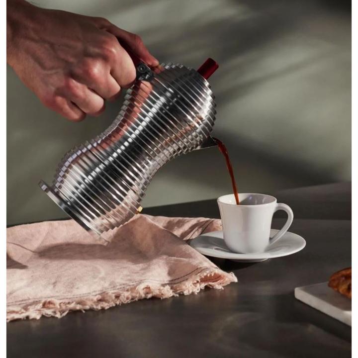 Actual product image Alessi Espresso Maker PULCINA Platinum (6 T.)