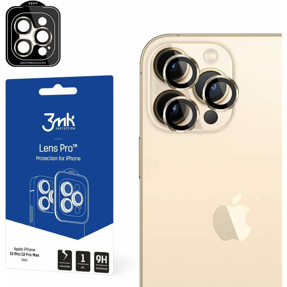 3MK iPhone 13 Pro/13 Pro Max - Lens Protection Pro (1 Stück, Apple iPhone 13 Pro Max), Smartphone Schutzfolie, Gold