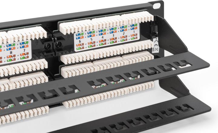 Actual product image Digitus Patch Panel 48,3cm 19Z 48Port 2U Cat6 unshielded black RAL 9005 Cable installation with LSA Leis...