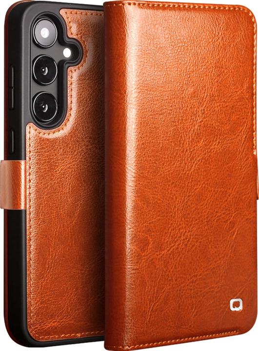 Actual product image QiAlino Hülle Flip mit magnetischem Verschluss Hellbraun (Samsung Galaxy S25)