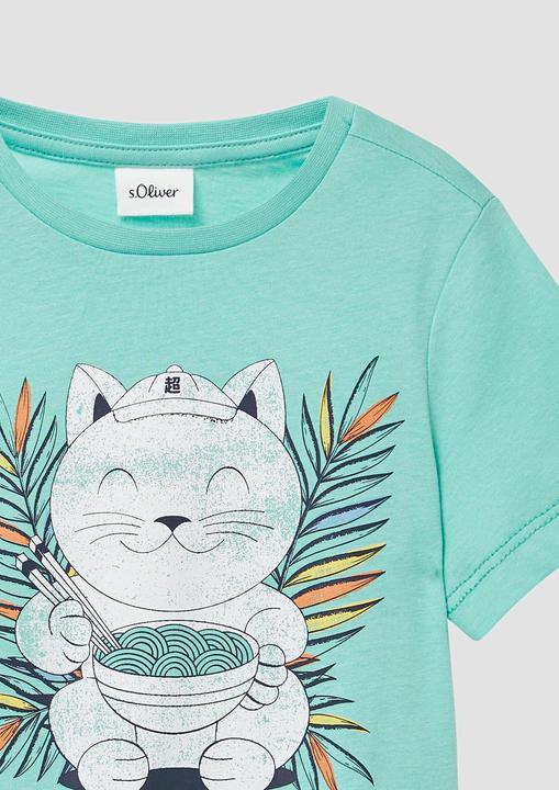 Produktbild S.Oliver T-Shirt Baumwoll-T-Shirt mit Frontprint und verlängertem Rückenteil (92)