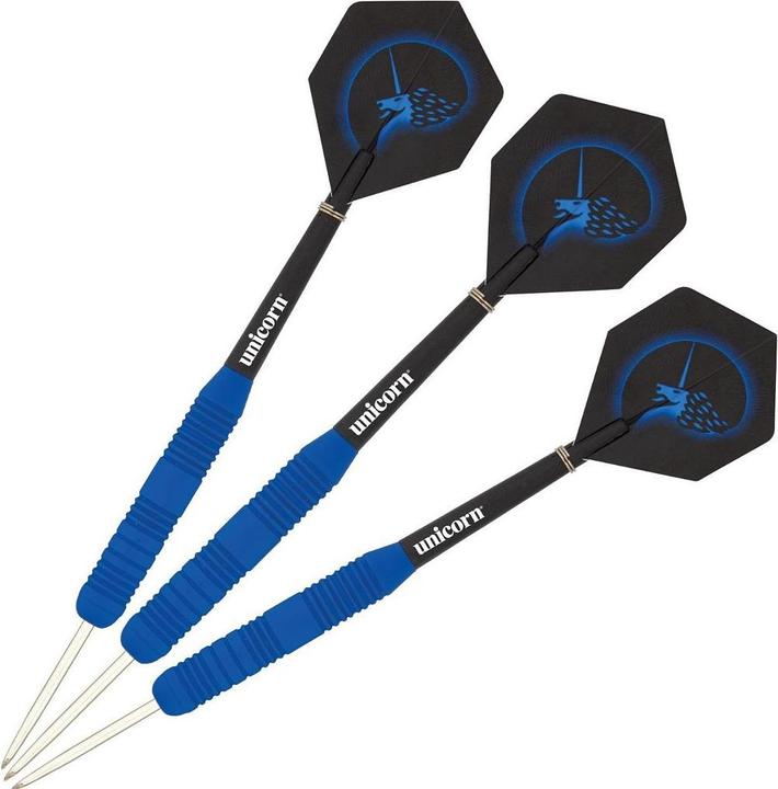 Actual product image Unicorn Core Plus Rubberised Blue Steel Darts (25 g)