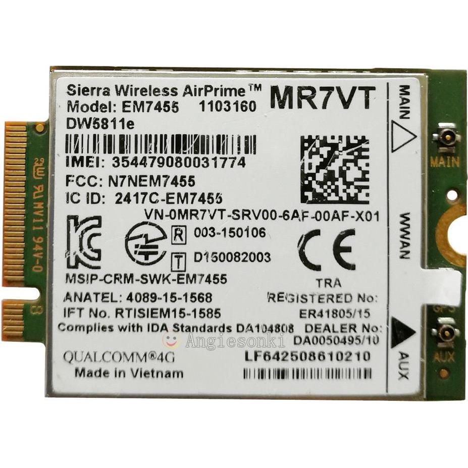 Origin Storage WWAN CARD 4G LAT. E5270/E5570, Netzwerkkarte, Gold, Grün