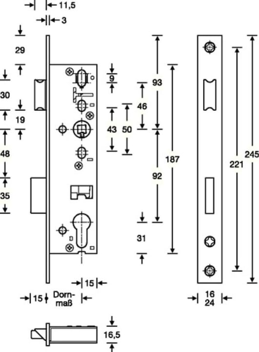 Actual product image SSF Rohrrahmen-Einsteckschloss (Mortise lock)