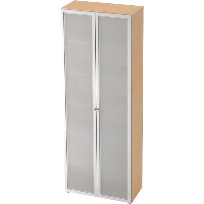 Hammerbacher, Aktenschrank, Glastürenschrank 6OH SG Ahorn/Silber (80 x 42 x 215.5 cm)