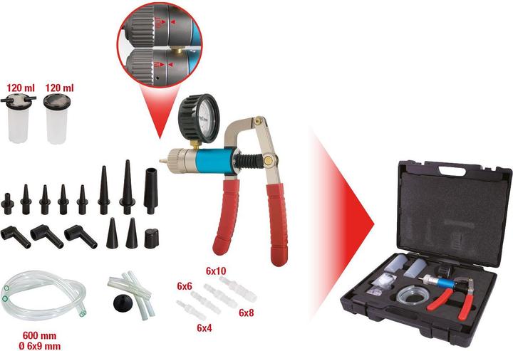 Actual product image KS Tools Pressure and vacuum pump set, 7 pcs
