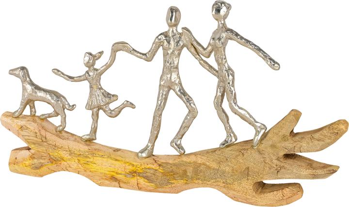 Decofinder Familie mit Hund, Mangoholz Alu