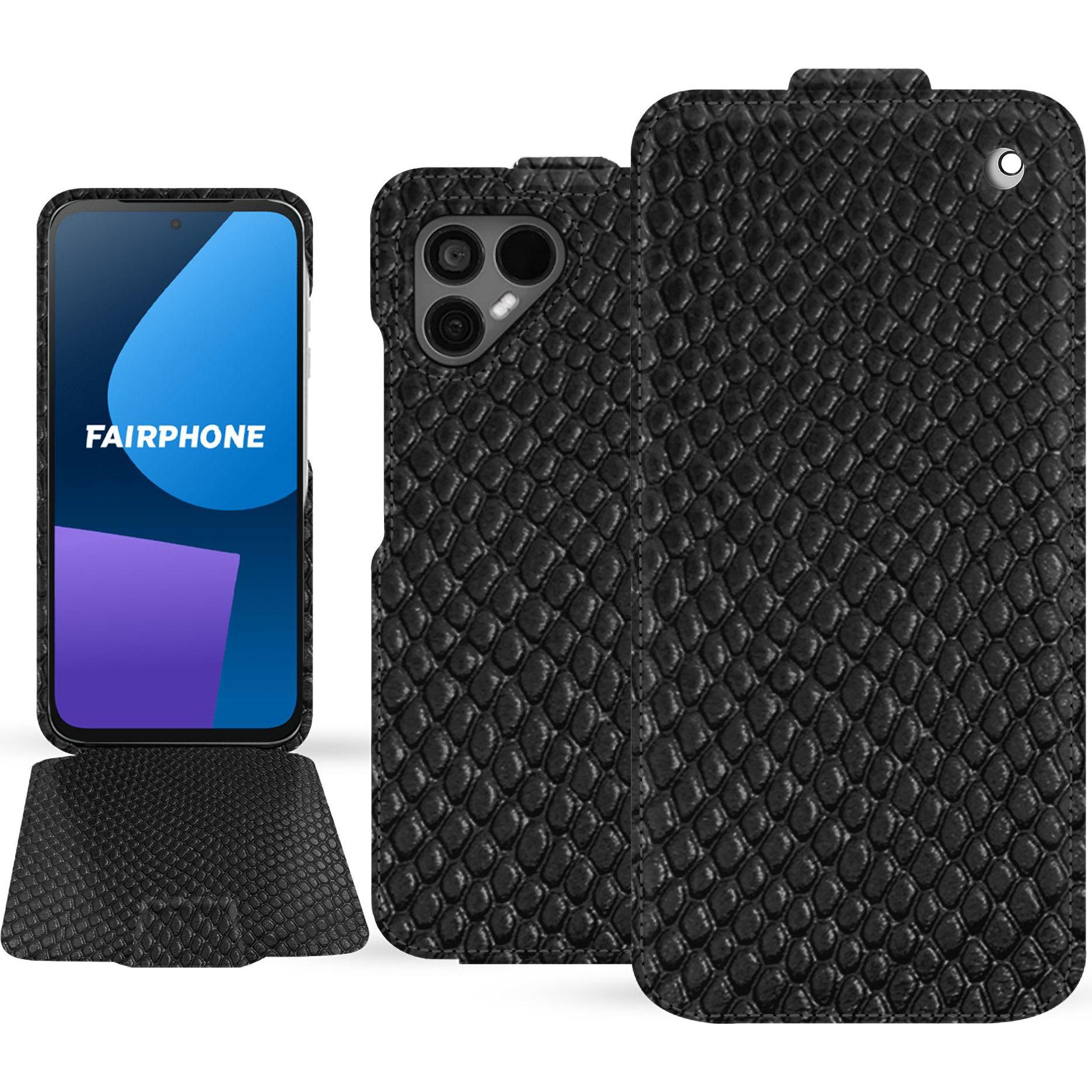 Noreve Lederschutzhülle vertikal (OnePlus 5), Smartphone Hülle, Schwarz