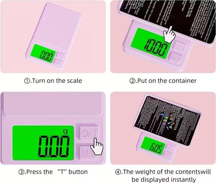 Actual product image Nikko Digitale Mini Präzisions-Taschenwaage LCD 500g, pink