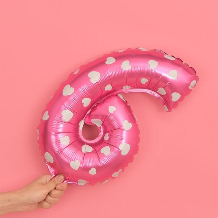 Produktbild Ueli Express Folien Ballon Ziffer 6 40cm Pink mit Herzen
