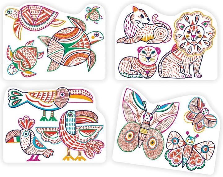 Immagine prodotto Djeco Ausmalbilder verdeckte Farben Wildnisfamilie