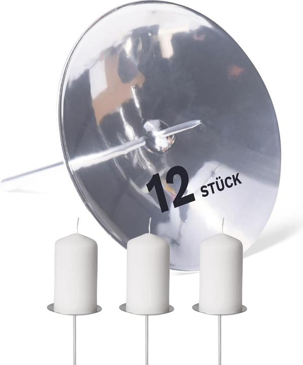 Produktbild Novaliv 12x Kerzenpick Dorn 10cm SILBER Adventskranz Adventskerzenhalter Kerzenteller zum Stecken (10 x 10 x 10 cm)