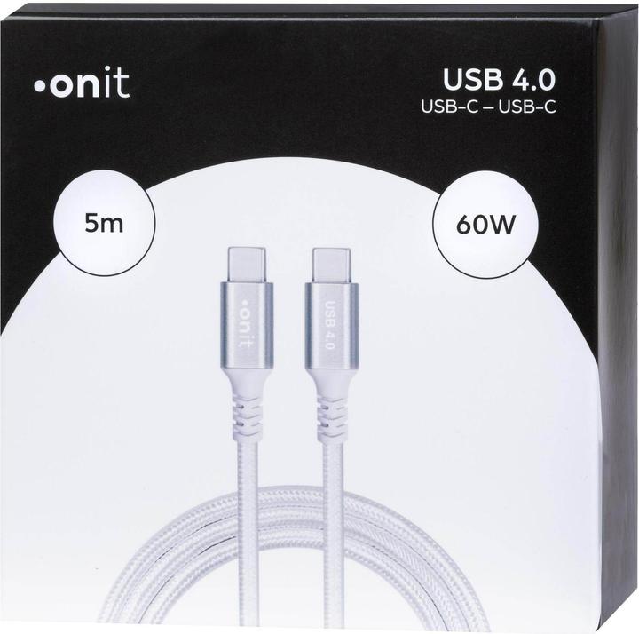 Actual product image Onit USB C – USB C (5 m, USB 4.0, 60 W)