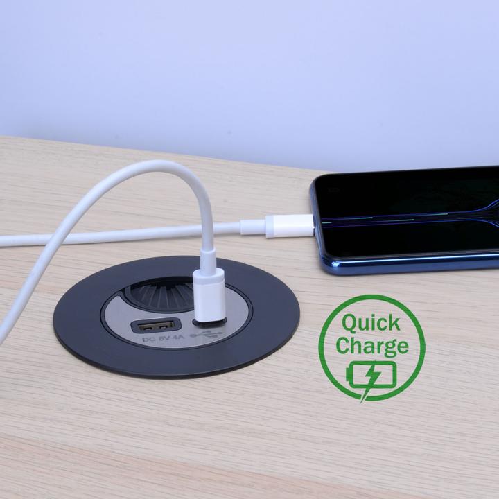 Actual product image Max Hauri Office Line cable feed-through with USB/A and USB/C charger