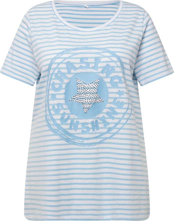 Image du produit Angel of Style T-shirt à rayures, motif imprimé, col rond et manches courtes (46)