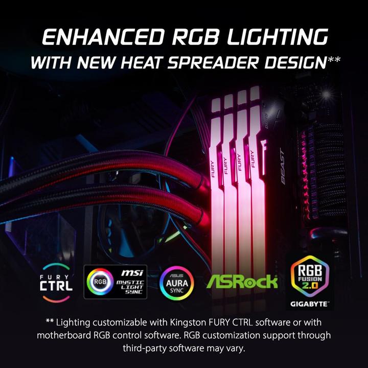 Produktbild Kingston RAM D5 6000 16GB C36 FURY Beast RGB EX (1 x 16GB, 6000 MHz, DDR5-RAM, DIMM)