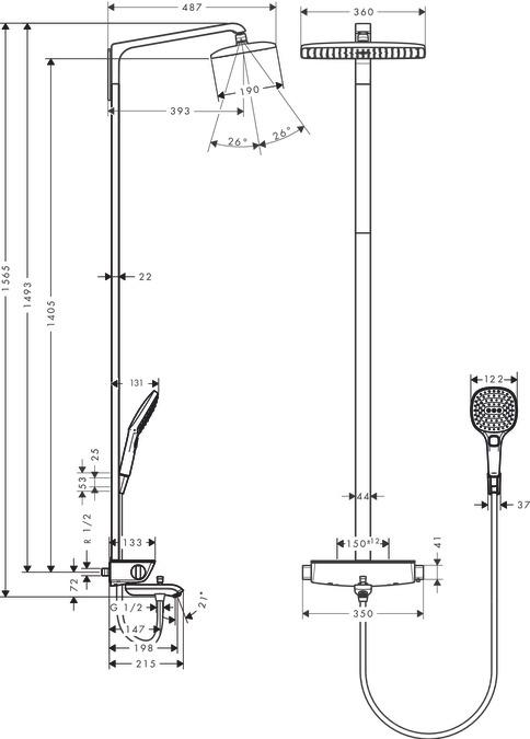 Actual product image hansgrohe Raindance Select E 360 1jet showerpipe bath chrome : Color - Chrome