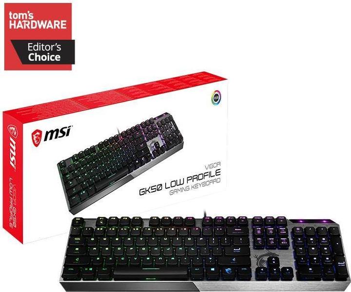 Actual product image MSI Vigor GK50 Low Profile Keyboard USB QWERTY US English, Metallic (US, Cable)
