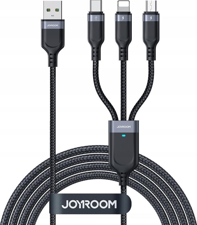 Joyroom Multi-Use Series 3-in-1 cable S-1T3018A18 Lightning USB-C micro USB 1.2m - black (1.20 m, USB 3.2 Gen 1)