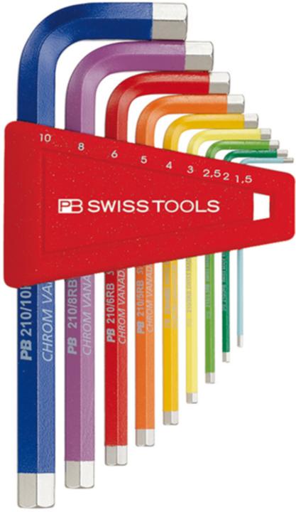 PB Swiss Tools Jeu de clés coudées mâles à 6 pans de couleur