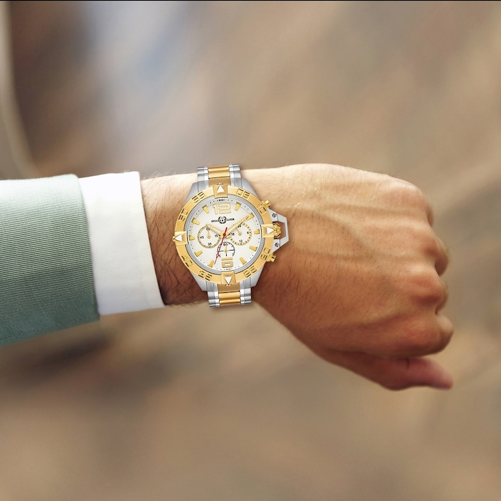 Produktbild Spears & Walker Herren Quarzuhr Varus II Edelstahl silber/gelbgold - 23246 (Chronograph, 50 mm)