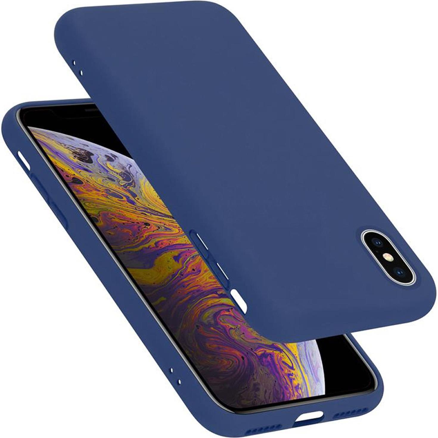 Cadorabo TPU Liquid Silicone Case Cover (Apple iPhone X), Smartphone Hülle, Blau