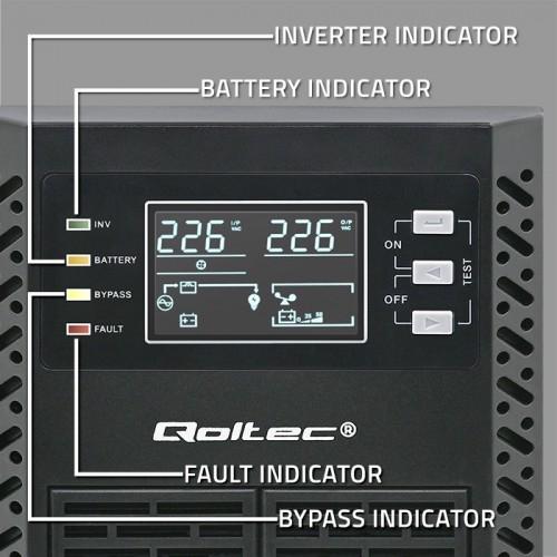 Produktbild Qoltec ZASILACZ AWARYJNY UPS 2KVA | 2000W | POWER FACTOR 1.0 | LCD | EPO | USB | ON-LINE (2 VA, 2000 W, Online-Doppelwandler USV)