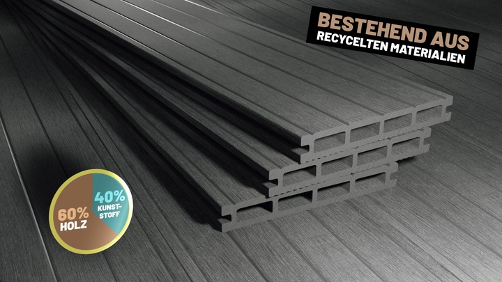 Produktbild ® 36m² Hellgrau WPC Terrassendielen Komplettset