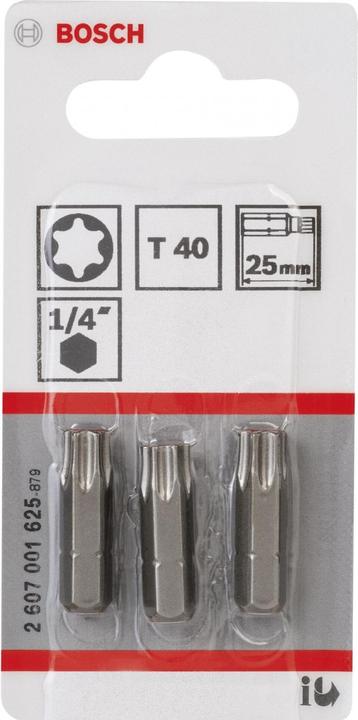 Produktbild Bosch Professional Zubehör Schrauberbit Extra-Hart T40, 25 mm, 3er-Pack (T40)